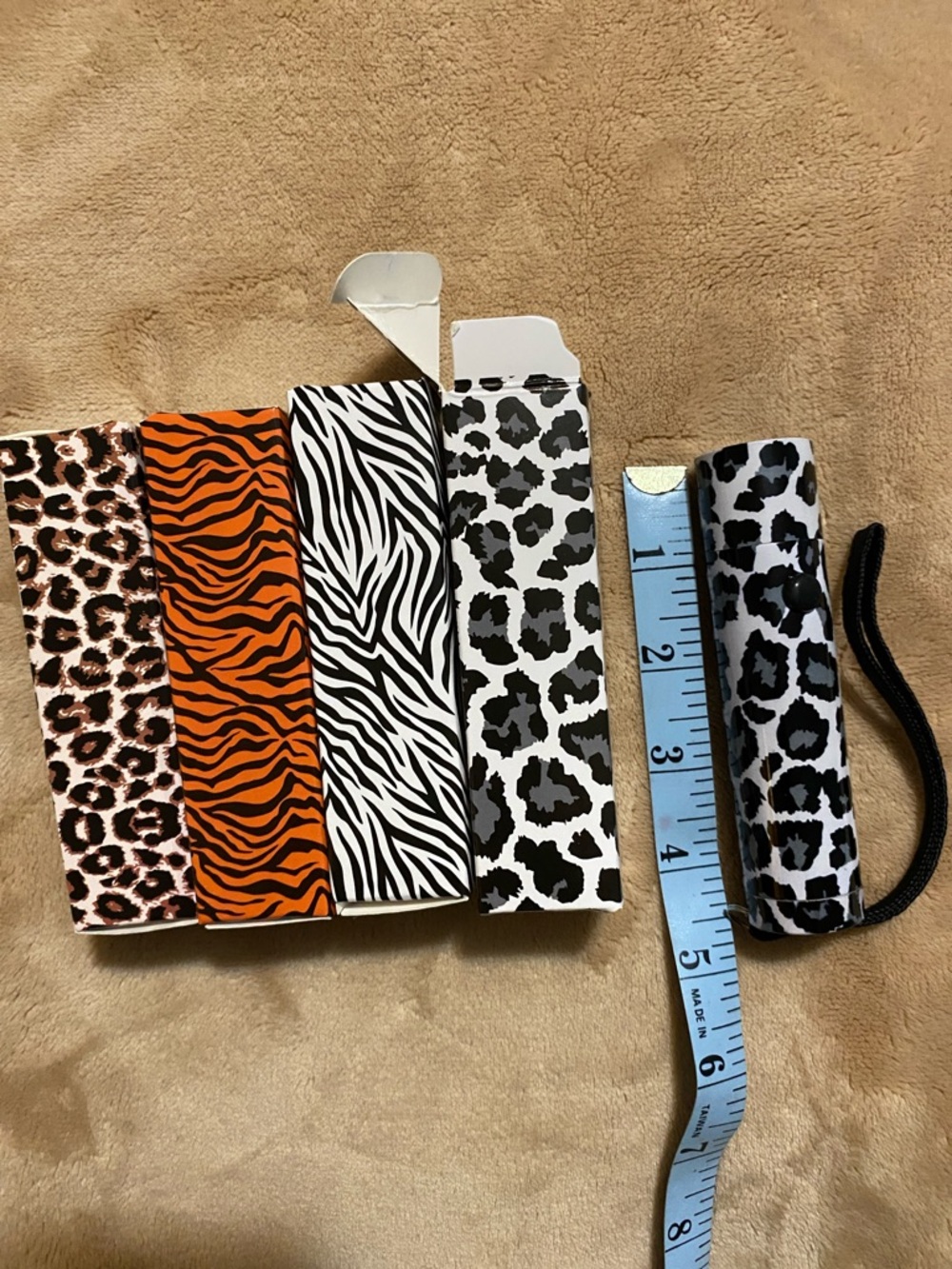 Animal Print Compact Flashlight Set - Black, White, Orange, Brown. FINAL PRICE